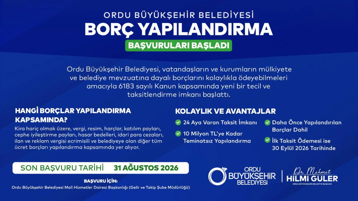 Ordu'da Vergi Bor&ccedil;larına 24 Ay Taksit M&uuml;jdesi: Son G&uuml;n 31 Ağustos!
