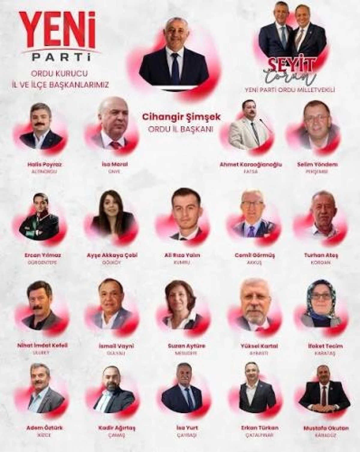 Yeni Parti Ordu Kurucu Başkanları Belli Oldu